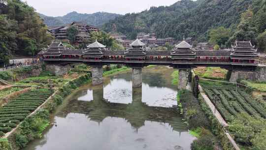 广西柳州三江程阳八寨风雨桥航拍