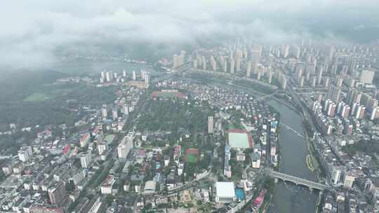 南平市建阳区航拍福建城市建筑高空俯拍鸟瞰