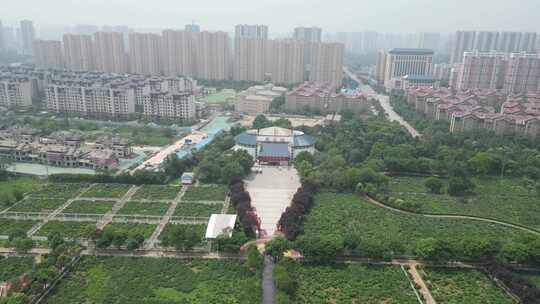 航拍山东菏泽曹州牡丹园4a景区