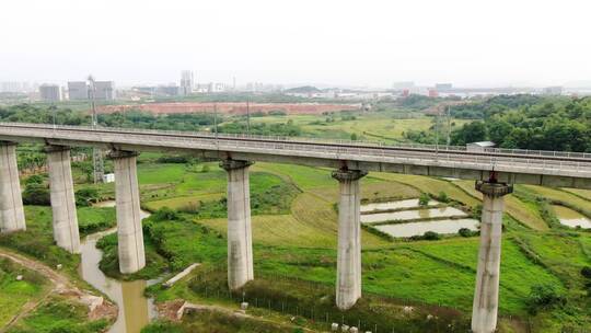 湖南省长沙城际铁路的航拍