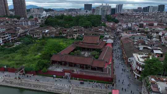 漳州古城航拍闽南古厝城市红砖瓦房漳州市区