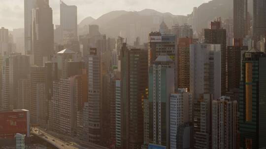 香港城市居民区高楼航拍