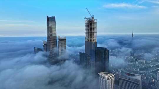 青岛平流雾青岛城市平流雾视频素材模板下载