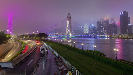 夜晚的广州城市交通视频素材模板下载