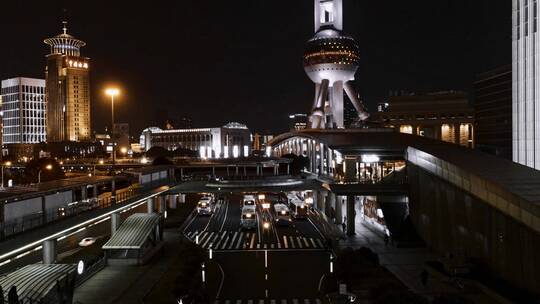 陆家嘴东方明珠夜景延时视频素材模板下载