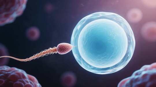 精子与卵细胞结合微观素材