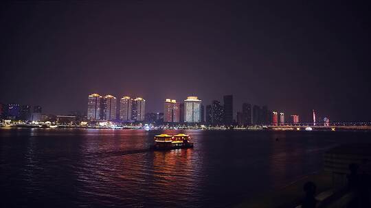 湖北襄阳汉江夜景风光