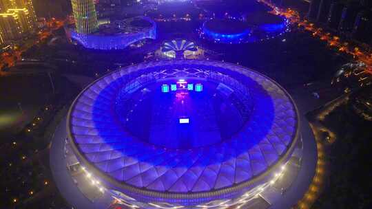 航拍枣庄大型音乐节外景夜景部分