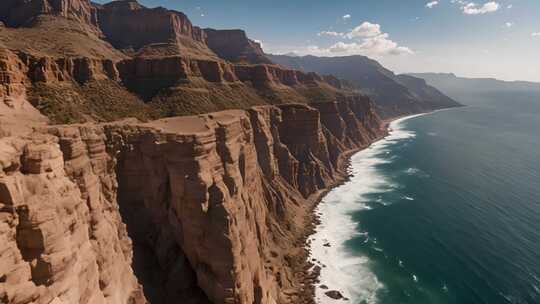 海岸边陡峭悬崖自然风光