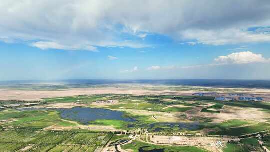 航拍内蒙古纳林湖湿地公园视频素材模板下载