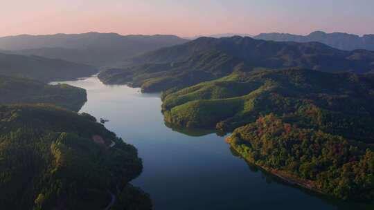 山水风景自然航拍山川湖泊河流视频素材