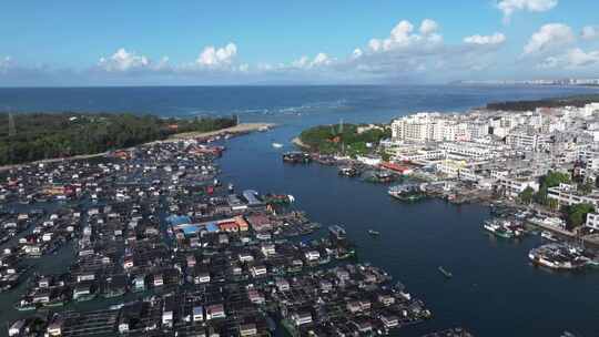 海南陵水新村渔港航拍