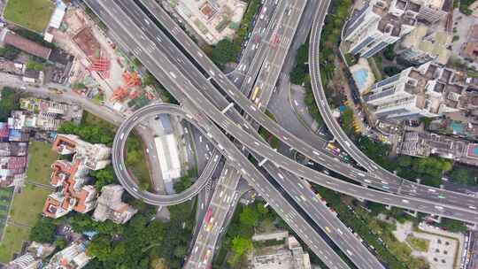 航拍广州复杂立交公路