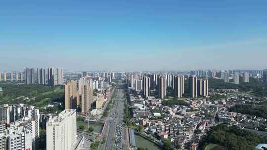 航拍江门大景江门城市建设