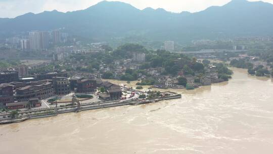 4K重庆2020年洪水水灾航拍素材6