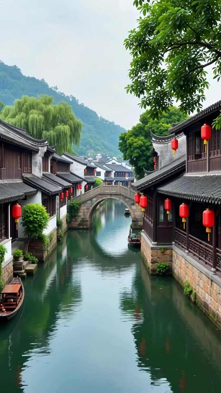 江南水乡古镇河道景观