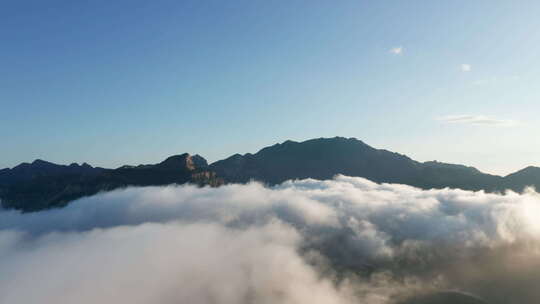 航拍山东泰山日出云海风光