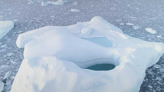 融化的冰山池鲁莽的冰空中放大