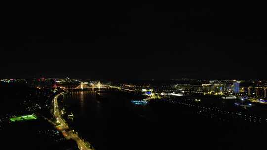 福建福州大景城市夜景灯光航拍