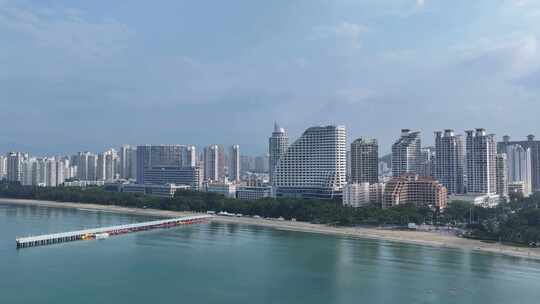海南三亚湾建筑航拍视频素材模板下载