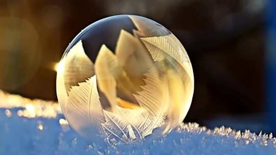 结冰气泡微距特写