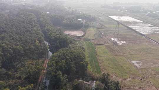 乡村自然风光的航拍全景