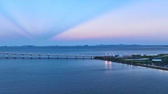 4K港珠澳大桥蜿蜒海上巨龙航拍