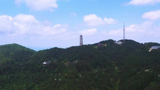 由远及近航拍江西宜春明月山风景区视频素材模板下载