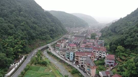 航拍浙江杭州萧山，富阳农村村镇视频素材模板下载