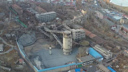 王平村煤矿航拍北京废弃煤矿工厂旧工厂破旧视频素材模板下载