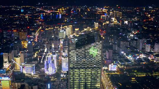 昆明市中心夜景航拍