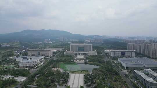 航拍湖北荆门市民广场