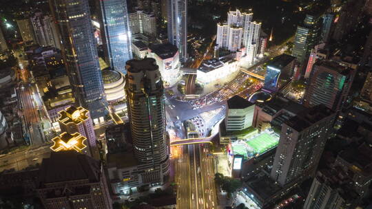 上海徐汇区夜景航拍延时