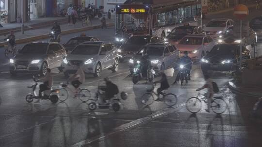 夜晚街道 路灯 夜晚空镜