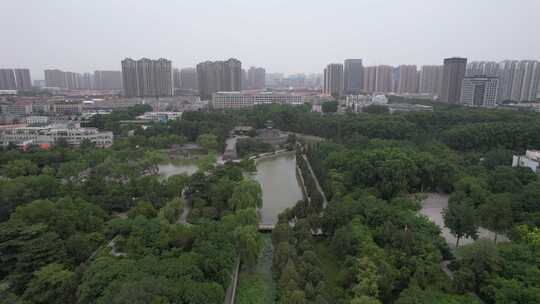 河北邯郸丛台公园航拍视频素材模板下载
