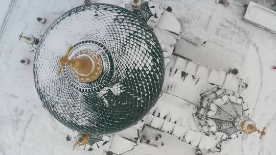 哈尔滨索菲亚教堂雪景航拍