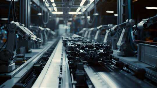 工厂自动化生产线机械臂作业