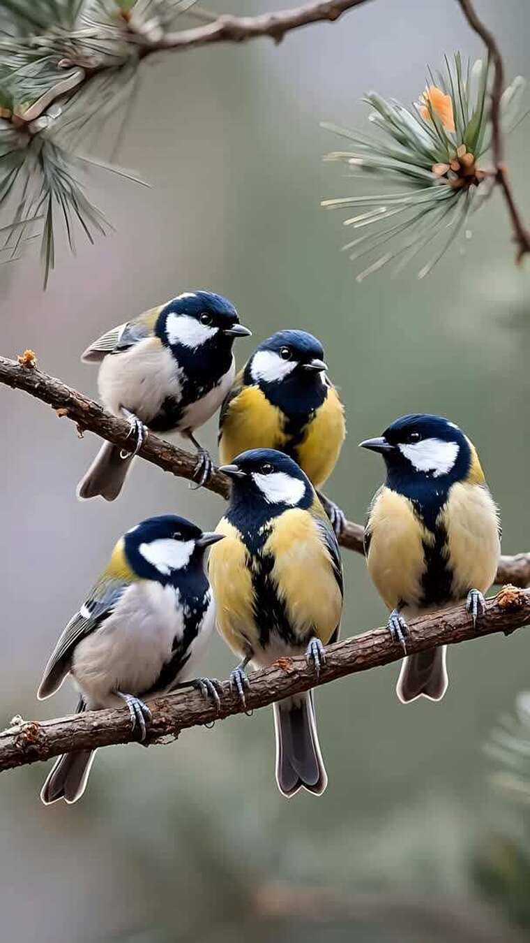 雀鸟林间觅食嬉戏