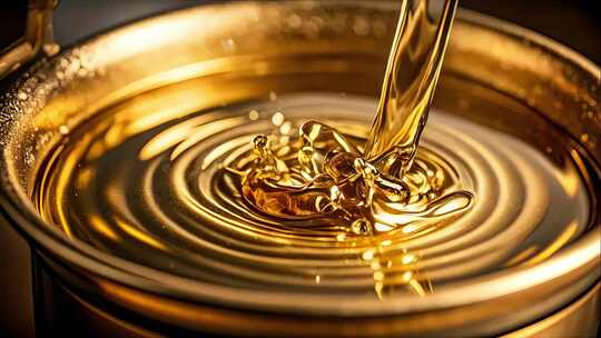 金色液体倾泻瞬间蜂蜜般甜蜜的流动