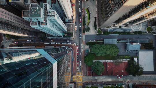 香港中环街道建筑俯拍