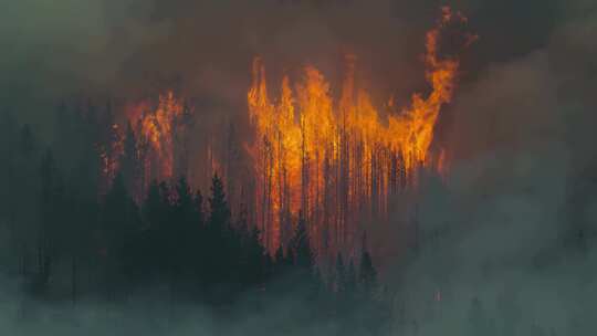 火灾森林大火烟雾浓烟灾难干燥消防燃烧树木