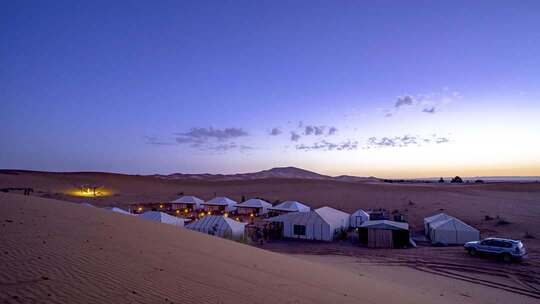 撒哈拉沙漠日出光影延时