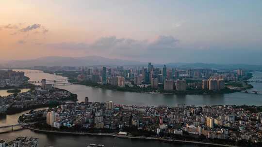 广东惠州惠城区日转夜城市风光延时