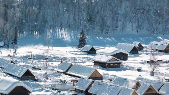 新疆冬季旅游 禾木冬天 村庄 禾木雪景