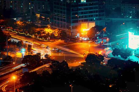 车流光轨夜景延时