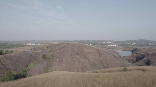 航拍高原丹霞地质山区地质公园