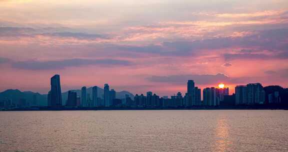 珠海湾夕阳延时摄影