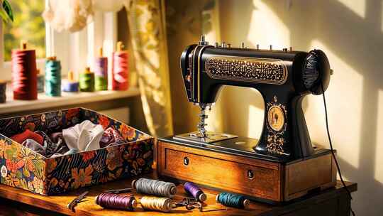 年代缝纫机唯美光线复古怀旧经典回忆旧时光