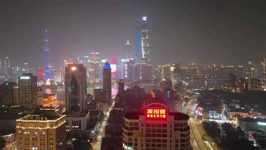 航拍上海 繁华夜景