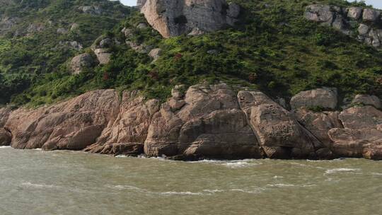 航拍浙江台州温岭石塘镇海冰风景